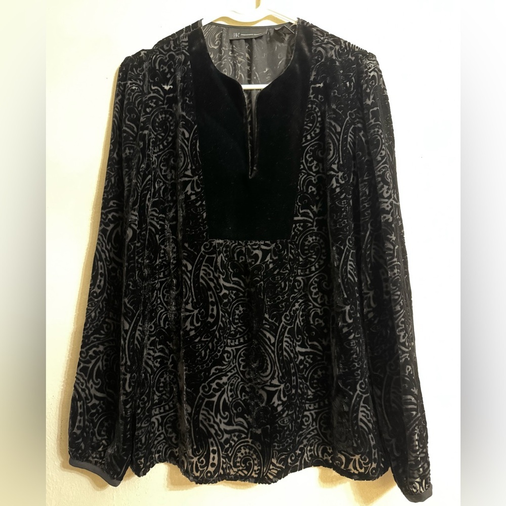 INC Rayon SILk Blend Velvet Burnt Floral Semi Sheer Size 6 NWT